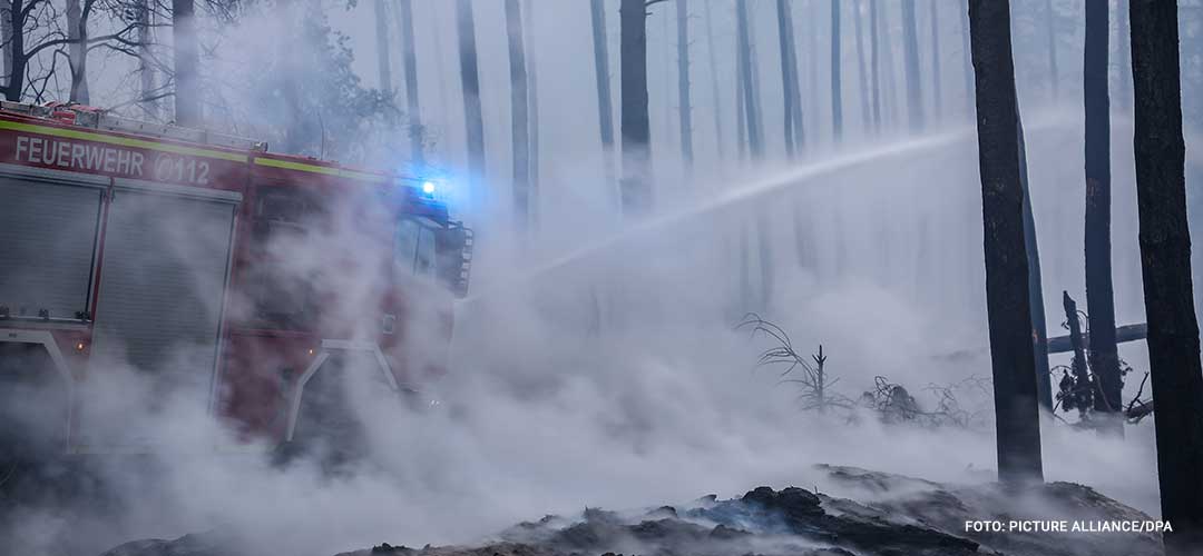 Löscharbeiten im Wald