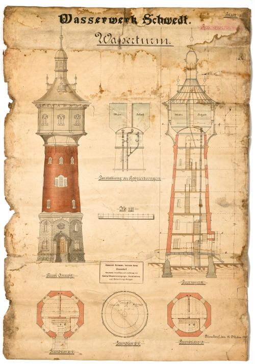 Bauzeichnung Wasserturm 1909
