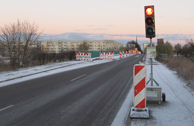 Foto: Ampelregelung an der Brücke