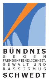 Logo: blaues Quadrat mit hellblauen Brückenbogen und einem orangen Balken von links unten nach oben