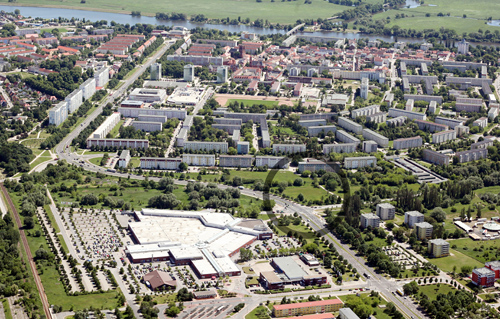 Luftbild mit der Markierung des ausgewählten Standortes