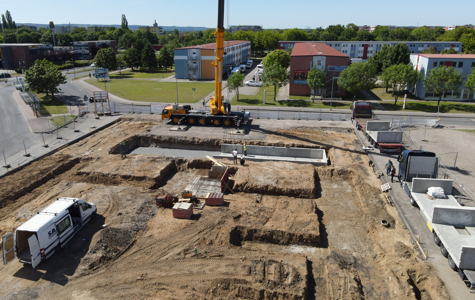 Luftbild auf die Baustelle