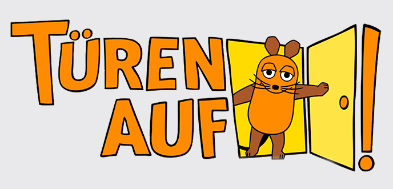 Logo mit Maus in der Tür und dem Text Türen auf!