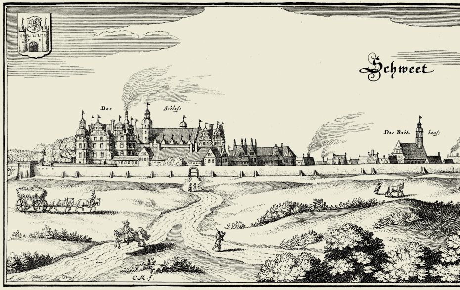 Copper engraving: historic town 