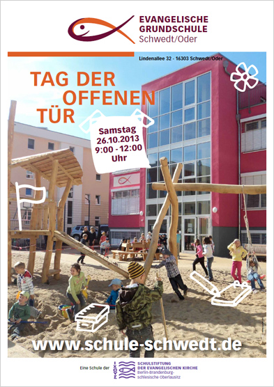 Plakat: Blick auf den Spielplatz der Schule