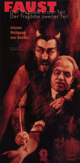 Plakat: Faust und Mephisto in Rot
