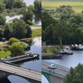 2 Fotos: Blick auf Brücke, Kanal und Polderwiesen