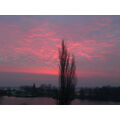 Foto vom 16. Februar 2011: rot gefärbter Himmel über dem Ufer