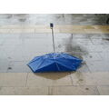 Foto vom 8. September 2011: umgedrehter Regenschirm auf regennassem Gehweg