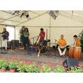 Foto: Band mit afrikanischen Trommeln und Blasinstrumenten