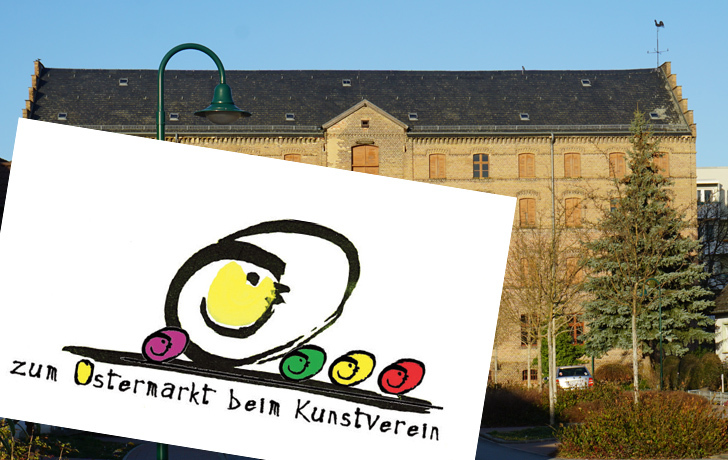 Grafik Huhn mit farbigen Eiern vor dem Foto mit dem Kunstspeicher Grafik Huhn mit farbigen Eiern vor dem Foto mit dem Kunstspeicher