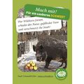 Plakat: Wildschwein mit Äpfeln in einer Eigenheimsiedlung
