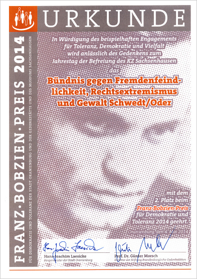 Urkunde Franz-Bobzien-Preis
